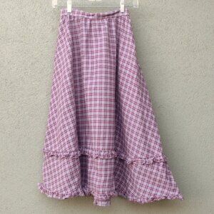 Gunne Sax Lavender Plaid Flannel Prairiecore Skirt 23" Waist